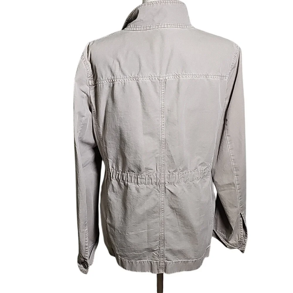 J Crew 100% Cotton Utility Cargo Jacket Tan color Pockets Size Large - Picture 3 of 8